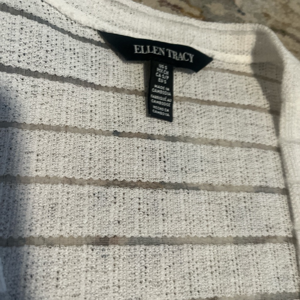 Ellen Tracy Cream Textured Cardigan - Picture 2 of 2